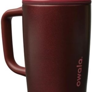 Owala SmoothSip Slider Stainless Steel Insulated Travel Mug with handle, 100% Leak Proof, For Hot and Cold Drinks, Travel Friendly with Sliding Lock Lid, 12oz, BPA Free, Leak Proof, Black Cherry