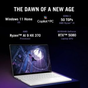 ASUS ROG Zephyrus G14 último (2026) 14" 3K OLED 120Hz Gaming Laptop Copilot+ PC AMD Ryzen AI 9 HX 370 NVIDIA RTX 5080 32GB RAM 2TB SSD Platinum Blanco