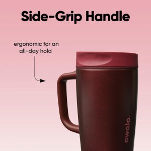 Owala SmoothSip Slider Stainless Steel Insulated Travel Mug with handle, 100% Leak Proof, For Hot and Cold Drinks, Travel Friendly with Sliding Lock Lid, 12oz, BPA Free, Leak Proof, Black Cherry