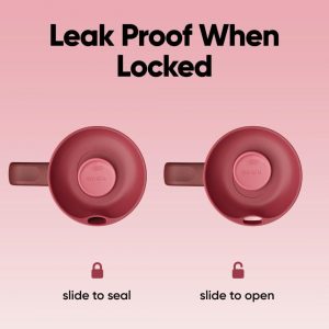 Owala SmoothSip Slider Stainless Steel Insulated Travel Mug with handle, 100% Leak Proof, For Hot and Cold Drinks, Travel Friendly with Sliding Lock Lid, 12oz, BPA Free, Leak Proof, Black Cherry