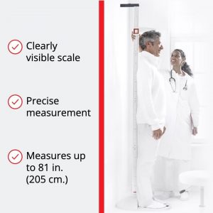 seca 213 Estadiómetro portátil – Varilla de medición de altura móvil para adultos, niños y bebés – Grado médico, fácil montaje, rango de 7.9 – 80.7 in – ideal para clínicas, uso en campo, cuidado
