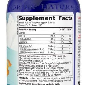 Nordic Naturals DHA para Niños, Fresa - 16 oz para Niños - 530 mg de Omega-3 con EPA y DHA - Desarrollo y Función Cerebral - Sin OGM - 192 Porciones