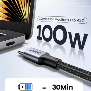 UGREEN USB C to USB C Cable, 100W 2-Pack USB C Charger Cable for iPhone 17/17 Air/17 Pro/17 Pro Max/16, MacBook Pro, iPad Pro, Dell XPS, Samsung Galaxy S25/S24/S23 Ultra, Switch, Pixel, 3.3FT Black