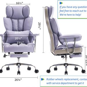 Efomao - Silla ejecutiva de escritorio para oficina, con reposapiés, soporte lumbar y capacidad de carga hasta 400 libras, silla de computadora grande y alta de cuero sintético, morado