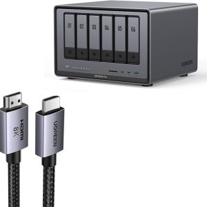 UGREEN NASync DXP6800 Pro 6-Bay Desktop NAS Bundle with 6.6FT 8K HDMI Cable Certified