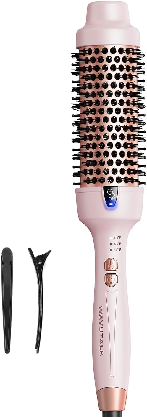 Wavytalk Cepillo térmico, Blowout Express - Cepillo de soplado de 1.7 pulgadas, tecnología de iones negativos para crear golpes suaves y relajantes, da cuerpo y brillo al cabello, color rosa milenario