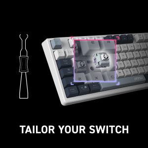 msi Forge GK600 TKL Wireless Sky - Mechanical Linear SWITCHES - Dye-Sublimated PBT Keycaps, Anti-Slip Base, RGB LED, USB 2.0, Bluetooth, 2.4 GHz - Tenkeyless