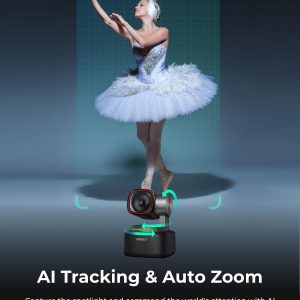 OBSBOT Tiny 2 - Cámara web 4K con control de voz PTZ, seguimiento por IA en modos múltiples y enfoque automático, cámara web con sensor de 1/1.5", control por gestos, 60 FPS, corrección de luz HDR