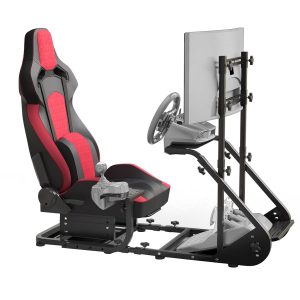Runboll Racing Simulator Cockpit with Monitor Mount Fits for Logitech G923/G29/G920, Fanatec, Thrustmaster, and PXN, Adjustable Driving Simulators Without Handbrake, Pedals, Shift and Monitor