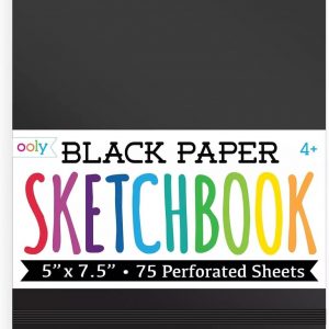 OOLY Cuaderno de bocetos pequeño con cubierta de bricolaje, 5 x 7.5 pulgadas, cuaderno de dibujo de papel negro, libro de dibujo para niños, almohadilla de dibujo de artistas para bolígrafos de gel y