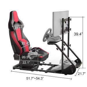 Runboll Racing Simulator Cockpit with Monitor Mount Fits for Logitech G923/G29/G920, Fanatec, Thrustmaster, and PXN, Adjustable Driving Simulators Without Handbrake, Pedals, Shift and Monitor