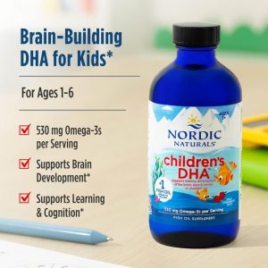 Nordic Naturals DHA para Niños, Fresa - 16 oz para Niños - 530 mg de Omega-3 con EPA y DHA - Desarrollo y Función Cerebral - Sin OGM - 192 Porciones