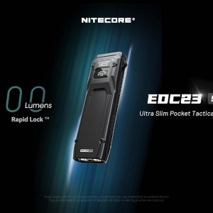 Nitecore EDC23 EDC Flashlight, 2500 Lumen Ultra-Slim Flat Shape USB-C Rechargeable Fast Charging with Digital OLED Display, Mechanical Lock Switch