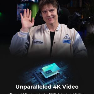 OBSBOT Tiny 2 - Cámara web 4K con control de voz PTZ, seguimiento por IA en modos múltiples y enfoque automático, cámara web con sensor de 1/1.5", control por gestos, 60 FPS, corrección de luz HDR