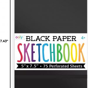 OOLY Cuaderno de bocetos pequeño con cubierta de bricolaje, 5 x 7.5 pulgadas, cuaderno de dibujo de papel negro, libro de dibujo para niños, almohadilla de dibujo de artistas para bolígrafos de gel y