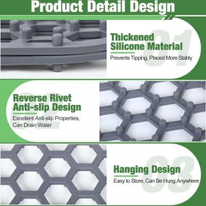 Tapete protector de fregadero, 24.8 x 13 pulgadas, almohadilla para fregadero de cocina para la parte inferior del lavabo para protección de acero inoxidable y vajilla, protector de goma para lavabo