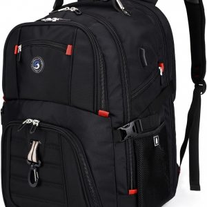 SHRRADOO Mochila de viaje extra grande para laptop de 50L con puerto de carga USB, mochila de universidad y escuela secundaria aprobada por aerolíneas, bolsa de trabajo empresarial que cabe
