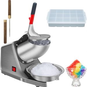 Máquina de hielo afeitado, máquina de cono de nieve, trituradora de hielo con hoja de acero inoxidable, eléctrica de cocina para hielo afeitado y cono de nieve (300 W, 2000 r/min), también