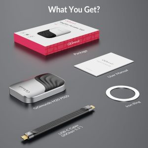 GiGimundo SSD magnético M20 de 512 GB, SSD portátil, aleación de zinc duradera, máximo 2000 MB/s para PC a través de USB-C 3.2 Gen 2x2, compatible con 15 Pro/15 Pro Max/16 Pro Max, Mac, tableta
