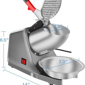 Máquina de hielo afeitado, máquina de cono de nieve, trituradora de hielo con hoja de acero inoxidable, eléctrica de cocina para hielo afeitado y cono de nieve (300 W, 2000 r/min), también
