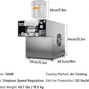 Nicvrea Commercial Korean Kakigori Mesin ES Snowflake Flake Cream Crusher Maker Shaved Speed Adjustable Machine,Ice Shaver Bingsu Making Machine,60KG