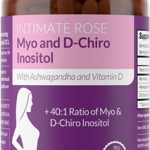 Intimate Rose Suplemento de Myo-Inositol y D-Chiro Inositol para Mujeres - Equilibrio Hormonal y Soporte Ovárico para Mujeres - Relación Ideal 40:1, Vitamina D3 + Ashwagandha
