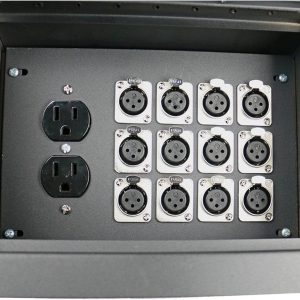 Pro Audio Stage Recessed Floor Box with 110v Electric and XLR Connections (12 XLR, Pre Wired)