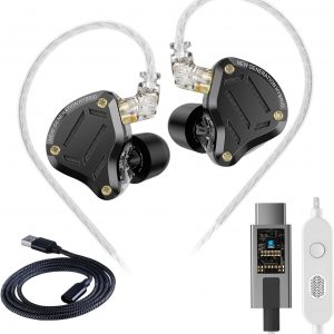 KZ ZS10 Pro 2 USB C Headphones with Mic lEM for Gaming in Ear Monitors Hybrid 4BA+1DD, Deep Bass Comfort-Fit Wired Earbuds High-Definition Decoding Cable Built-in DSP with 4 EQ Modes