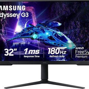 Samsung Monitor de juegos Odyssey G3 (G30D) de 32 pulgadas serie FHD, 1ms, 180Hz, AMD FreeSync, soporte ajustable, Black Equalizer, Virtual Aim Point, Eye Saver Mode, sin parpadeo, LS32DG302ENXZA