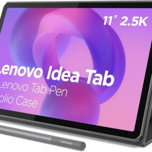 Lenovo Idea Tab - College Tablet - 11″ 2.5K IPS Touchscreen Display - 90Hz - MediaTek Dimensity 6300-8 GB Memory - 256 GB Storage - Integrated Arm Mali-G57 MC2 - Lenovo Tab Pen and Folio Case