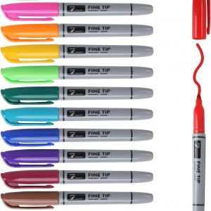 TOWON 12 marcadores permanentes – Juego de rotuladores de dibujo de varios colores, impermeables, de secado rápido, punta fina, marcadores de colores para colorear para adultos