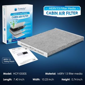 Femota Filtro de aire de cabina MERV 13 probado con carbón activado, CF10550 para Nissan Rogue (2008-2013), Rogue Select (2014-2015), Sentra (2007-2012).
