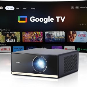 Proyector Wanbo X5 Pro Google TV compatible con 4K, proyector inteligente de 1100 lúmenes ANSI con WiFi y Bluetooth, proyector de películas para exteriores y hogar, enfoque automático y corrección