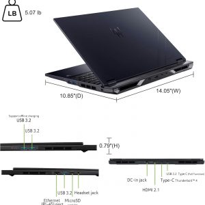 acer Predator Helios Neo 16 AI Gaming Laptop 16" 2560x1600 IPS 240Hz (100% DCI-P3 500nits) Intel 24-core Ultra 9 275HX 64GB RAM 2TB SSD GeForce RTX 5070 Ti (Up to 992 AI Tops) Win11 ICP Hub w/Copilot