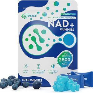 NAD Gummies Sugar Free, NAD+ Supplement with Liposomal Nicotinamide Riboside, Resveratrol, Quercetin, NAD Supplement for Anti-Aging, Energy, Cellular Health, Blueberry Flavor, 60 Gummies