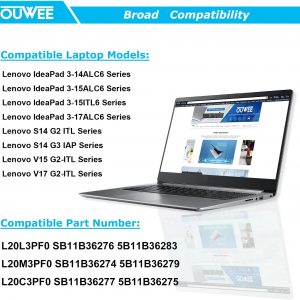 L20M3PF0 Laptop Battery Compatible with Lenovo IdeaPad 3-14ITL6 3-15ITL6 3-17ITL6 / S14 V14 V15 V17 G2-ITL G3-IAP / K14 Series L20C3PF0 L20L3PF0 L20M3PF0 45Wh 4054mAh 11.1V