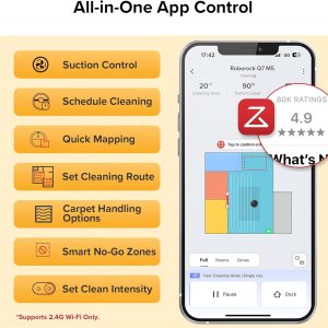 roborock Q7 M5 Robot Vacuum and Mop Combo, 10,000Pa HyperForce Suction, Robotic Vacuum Cleaner, Dual Anti-Tangle System, APP-Controlled Mopping, LiDAR Navigation, for Pet Hair and Carpet, Black