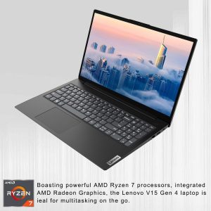 Lenovo V-Series V15 portátil de negocios, pantalla FHD de 15.6 pulgadas, AMD Ryzen 7 7730U, 16 GB de RAM, SSD de 512 GB, teclado numérico, HDMI, RJ45, cámara web, Wi-Fi, Windows 11 Pro, negro