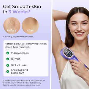 Ubroo Laser Hair Removal for Women & Men, 45°F Ice-Cooling Contact, Safe & Virtually Painless Alternative to Salon IPL Hair Removal Device, Long-Lasting Hair Removal from Home