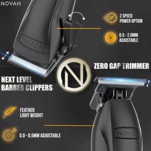 Novah® Professional Hair Clippers for Men, Professional Barber Clippers and Trimmer Set, Mens Cordless Hair Clipper for Barbers Haircut Kit Fade
