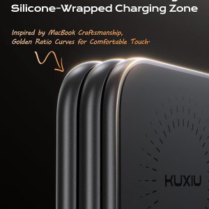 KU XIU Qi2.2 25W Magnetic Wireless Charger, Foldable 3 in 1 Travel Charging Station for iPhone 17/16/15/14/13/12, 5W for Apple Watch & AirPods, Aluminum Alloy Design, 45W GaN Adapter Included, Gray