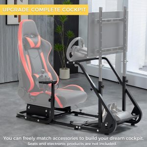Marada Reinforced Stabilizing Racing Steering Wheel Cockpit Compatible with Fanatec, PXN, Thrustmaster, Logitech Device Adjustable Driving Simulator TV Stand Wheel & Pedal & Handbrake Not Included