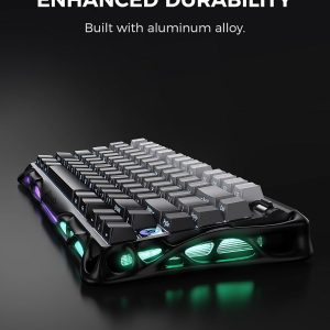 GravaStar Mercury K1 75% Wireless Mechanical Gaming Keyboard, Aluminum Alloy, Gasket Compact Custom Keyboard Hot-Swap Socket, Linear Switches, RGB Backlit - Gradient Black