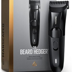 MANSCAPED® The Beard Hedger® Premium Men's Beard Trimmer, 20 Length Adjustable Blade Wheel, Stainless Steel T-Blade for Precision Facial Hair Trimming, Cordless Waterproof Wet/Dry Clipper