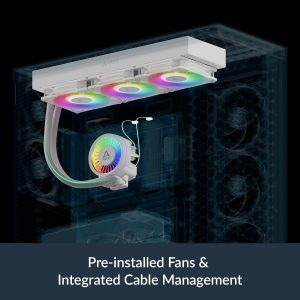 ARCTIC Liquid Freezer III Pro 360 A-RGB (White) - AIO CPU Cooler, 3 x 120 mm Water Cooling, 38 mm Radiator, PWM Pump, VRM Fan, AMD AM5/AM4, Intel LGA1851/1700 Contact Frame - White