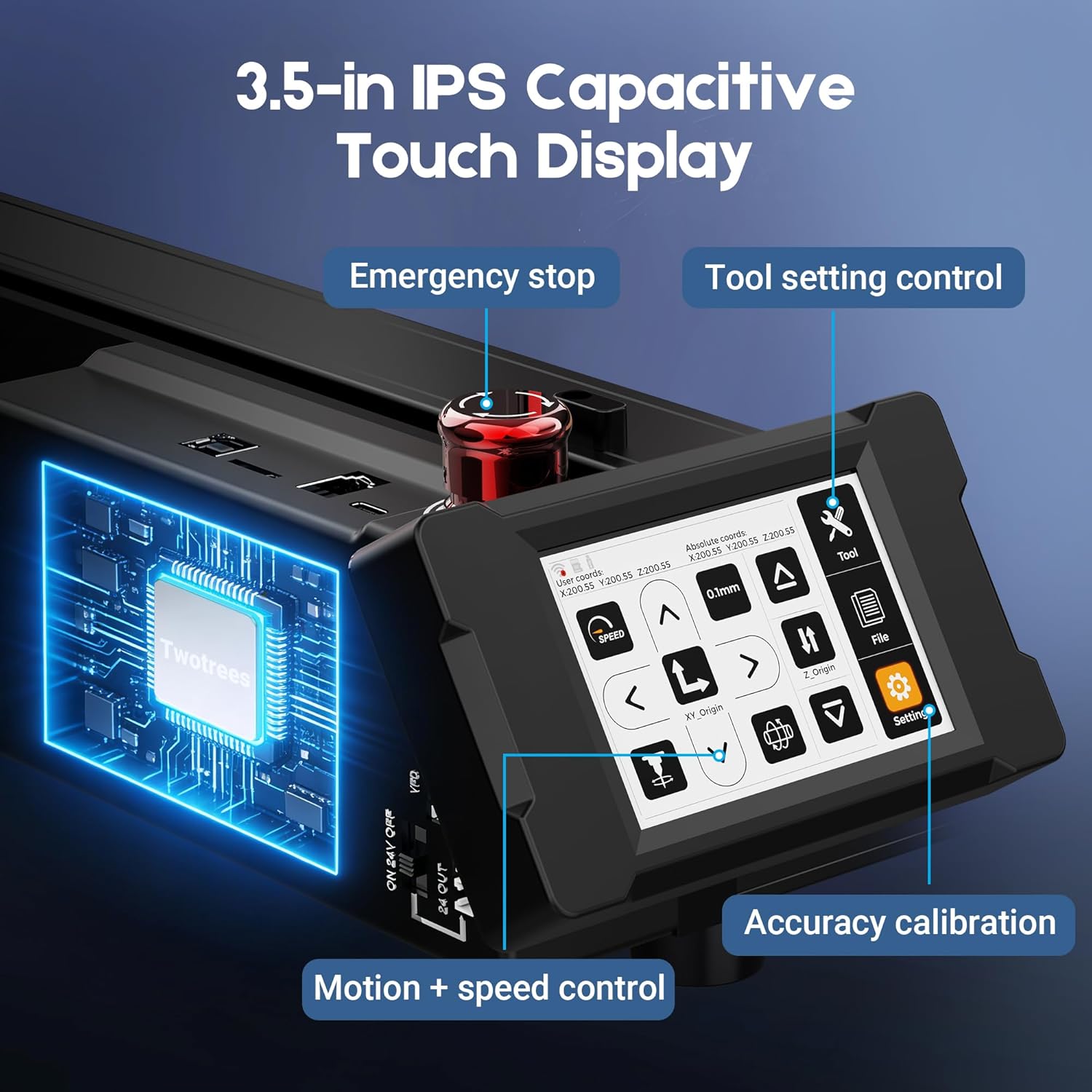 Twotrees TTC450 Pro CNC Router Machine with NEMA 23 Closed-Loop Stepper Motor 3.5" Touch Screen ,Upgraded 3 Axis Engraver Machine, Engraving Milling Machine for Wood Acrylic Aluminum Carving Cutting