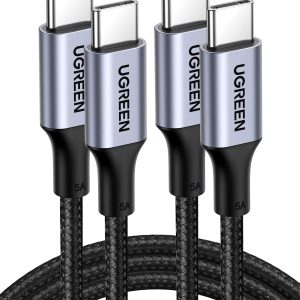 UGREEN USB C to USB C Cable, 100W 2-Pack USB C Charger Cable for iPhone 17/17 Air/17 Pro/17 Pro Max/16, MacBook Pro, iPad Pro, Dell XPS, Samsung Galaxy S25/S24/S23 Ultra, Switch, Pixel, 3.3FT Black