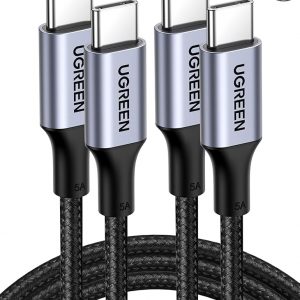UGREEN USB C to USB C Cable, 100W 2-Pack USB C Charger Cable for iPhone 17/17 Air/17 Pro/17 Pro Max/16, MacBook Pro, iPad Pro, Dell XPS, Samsung Galaxy S25/S24/S23 Ultra, Switch, Pixel, 3.3FT Black