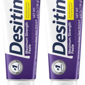 Desitin Crema para erupciones de pañales de bebé de máxima resistencia, 40% óxido de zinc para tratamiento, alivio y prevención, hipoalergénica, pasta sin ftalatos ni parabenos, protege la piel