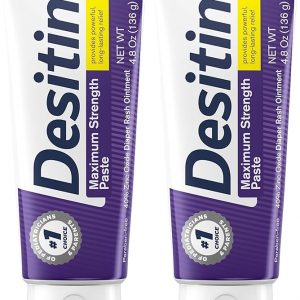 Desitin Crema para erupciones de pañales de bebé de máxima resistencia, 40% óxido de zinc para tratamiento, alivio y prevención, hipoalergénica, pasta sin ftalatos ni parabenos, protege la piel